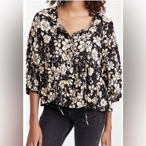We the Free Highlander Black Floral Cropped Print Top